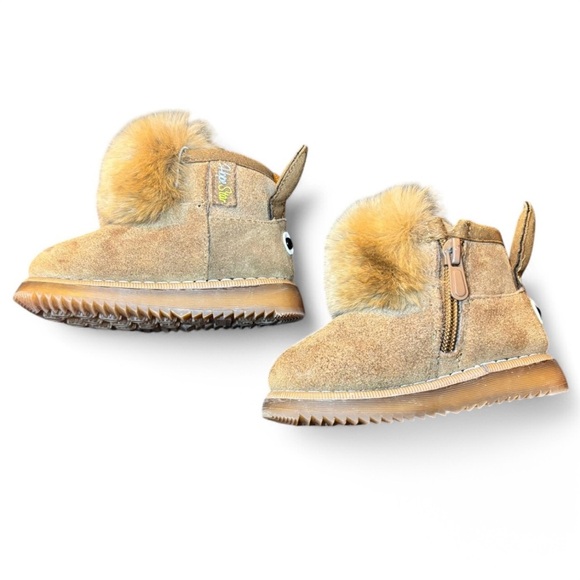 Unisex Kids Brown Lined Boots Light up Bunny Snow Winter Size 5 - Picture 6 of 7